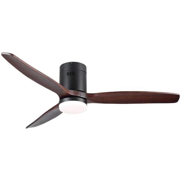 Yardreeze 52 in. Integrated LED Indoor Dark Brown Low Profile Ceiling Fan with Dimmable Light and Remote Control