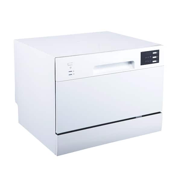 21 in. White Electronic Portable 120-Volt Dishwasher with 6 Cycles with 6-Place Settings Capacity