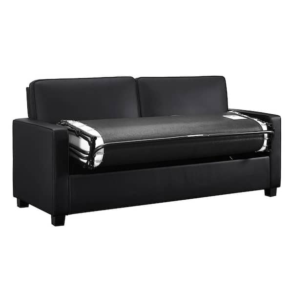 Dhp Celeste 70 In Black Faux Leather 2, Leather Sleeper Sofa Full Size