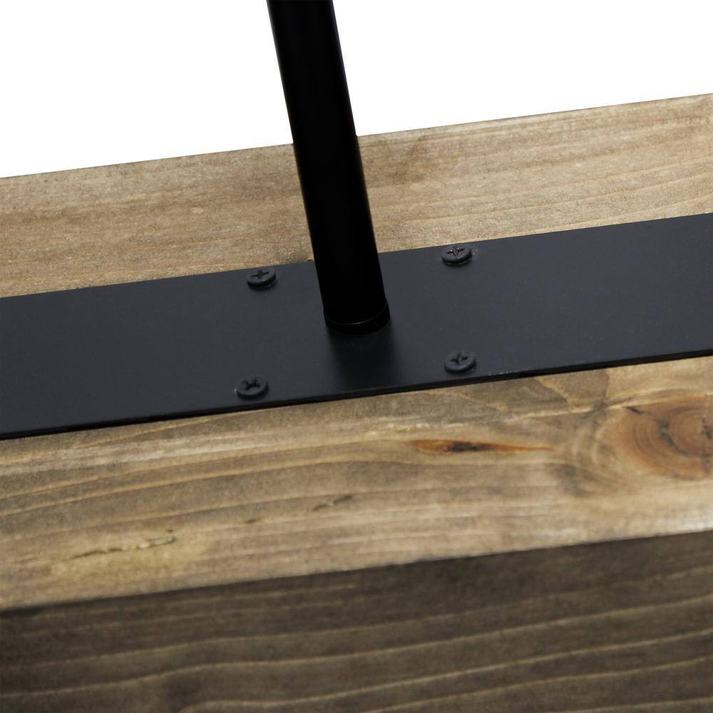 32" Black and Brown LED Rustic Wooden Beam Pendant Light