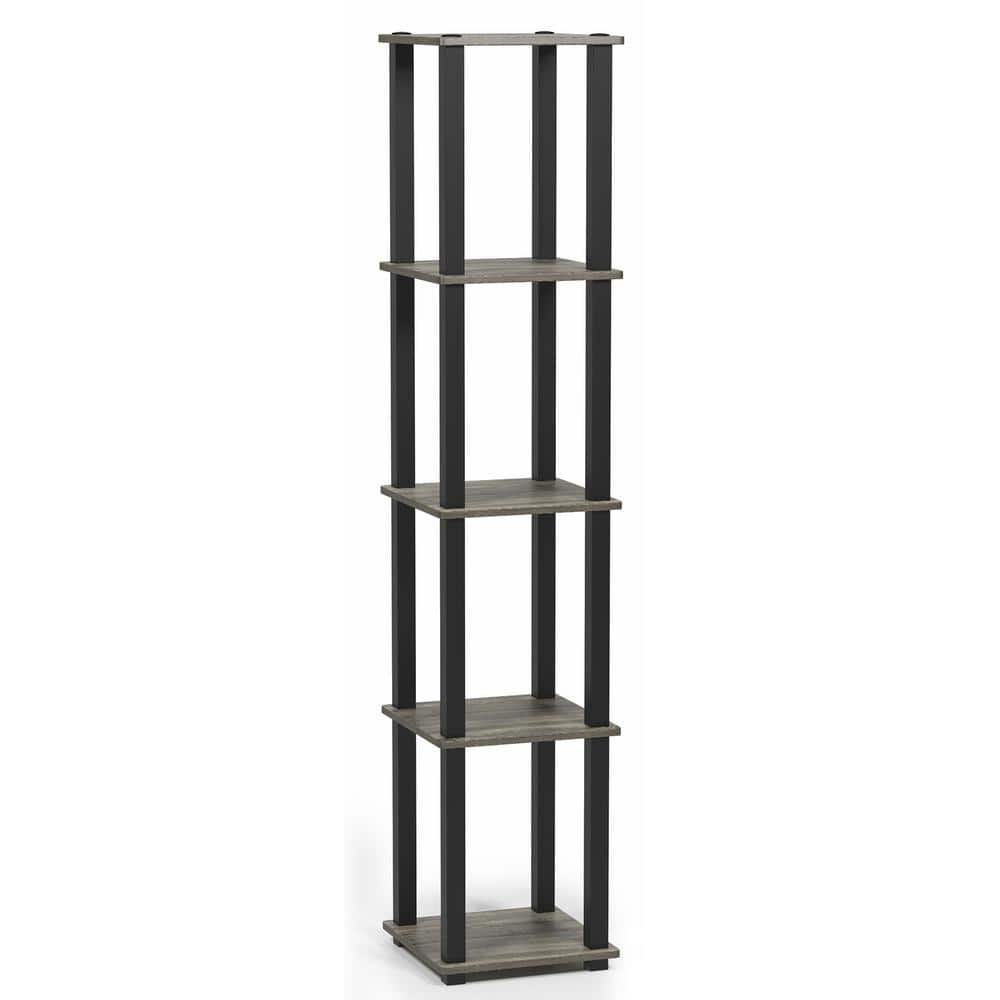 Black and Gray Adjustable 5-Tier Corner Wood Shelf