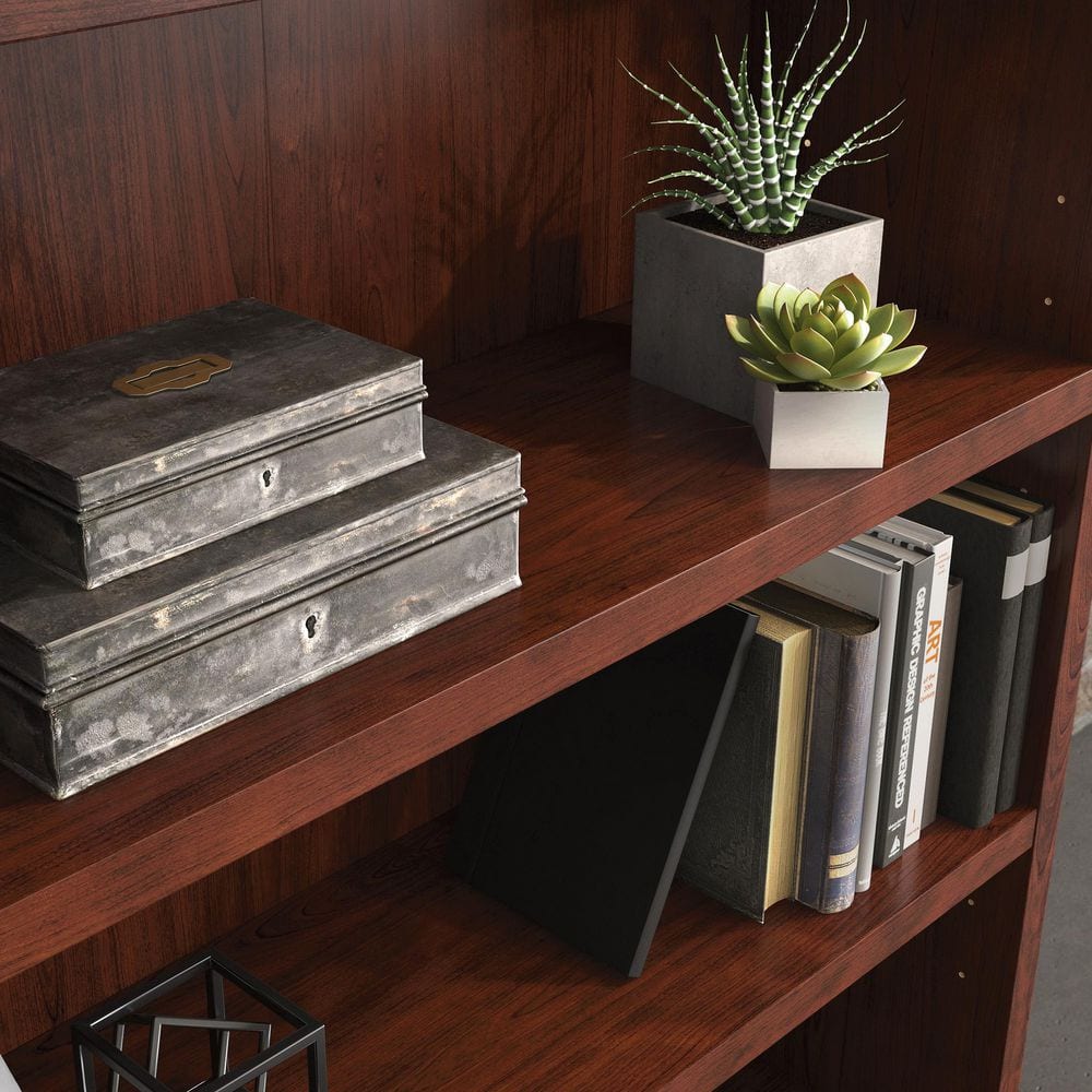 Classic Cherry Engineered Wood 5-Shelf Adjustable Bookcase