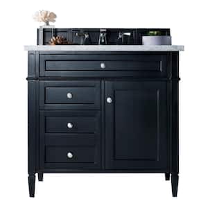 Brittany 36 in. W x 23.5 in. D x 34 in. H Single Vanity in Black Onyx with Solid Surface Top in Arctic Fall