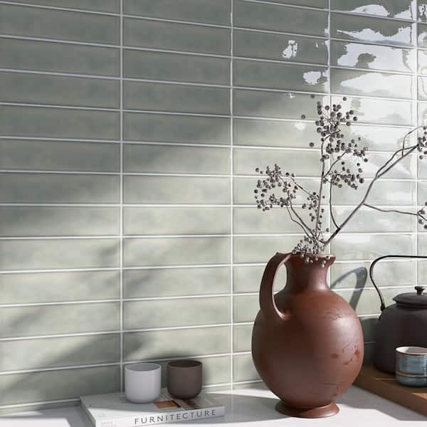 Sierra Fern Green 2.95 in. X 11.81 in. Glossy Ceramic Subway Wall Tile (10.76 sq. ft. /Case)