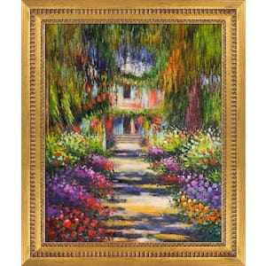 Garden Path at Giverny by Claude Monet Versailles Gold Queen Framed Nature Oil Painting Art Print 21 in. x 25 in.