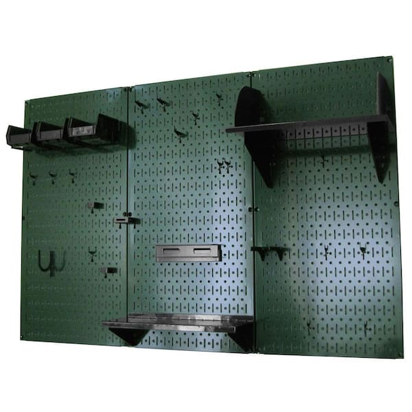 Wall Control 32 in. x 48 in. Metal Pegboard Standard Tool Storage Kit with Green Pegboard and Black Peg Accessories
