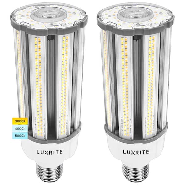 LUXRITE 175-Watt Equivalent 175-Watt E39 Mogul Base Corn LED Light Bulb 3 Color Options 3000K-5000K Up to 9300 Lumens 2-Pack