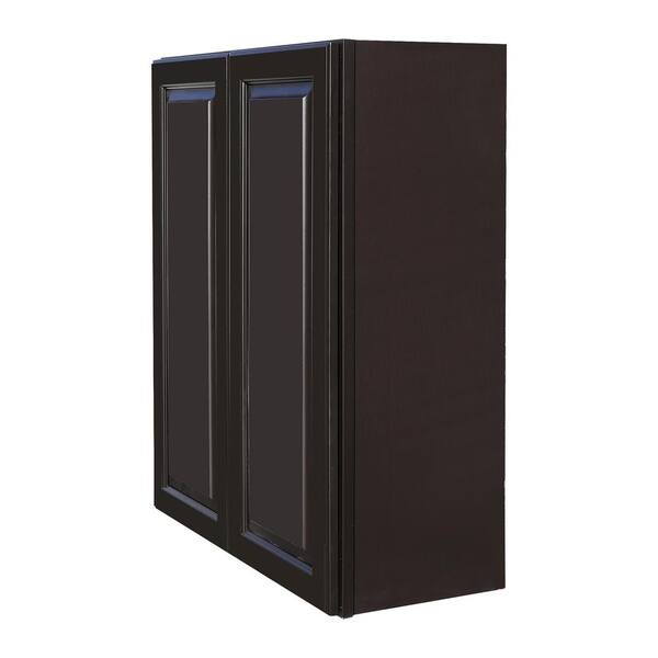 LIFEART CABINETRY LaPort Assembled 27 in. x 36 in. x 12 in. Wall Cabinet with 2 Doors 2 Shelves in Dark Espresso