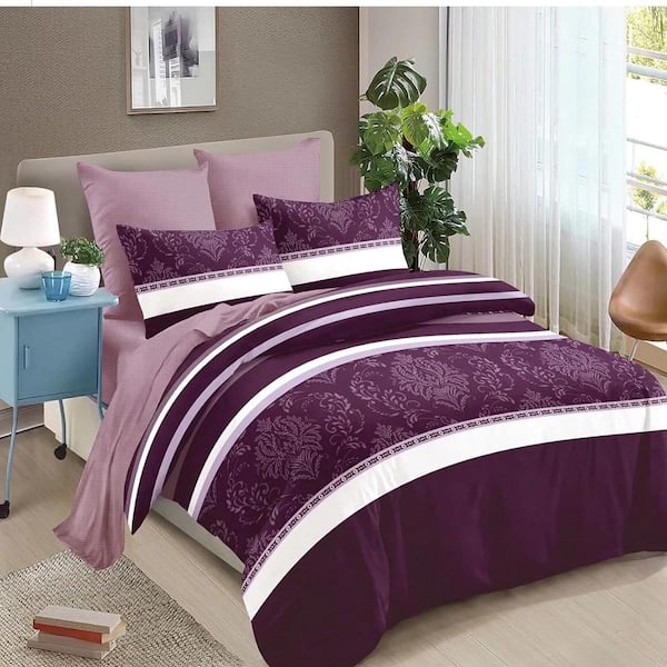 Shatex 2-Piece All Season Bedding Twin Size Comforter Set, Ultra Soft Polyester Elegant Bedding Comforters-Purple