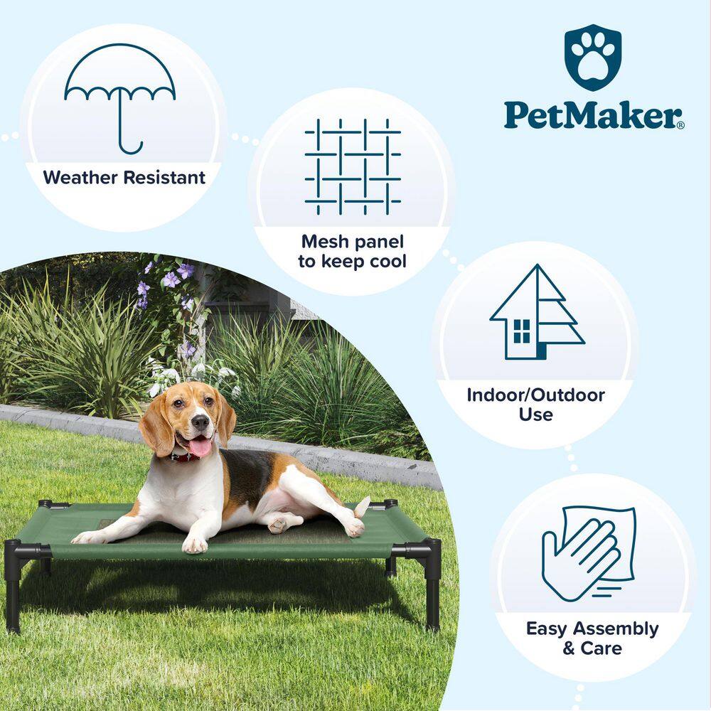 Medium Green Elevated Waterproof Outdoor Pet Bed