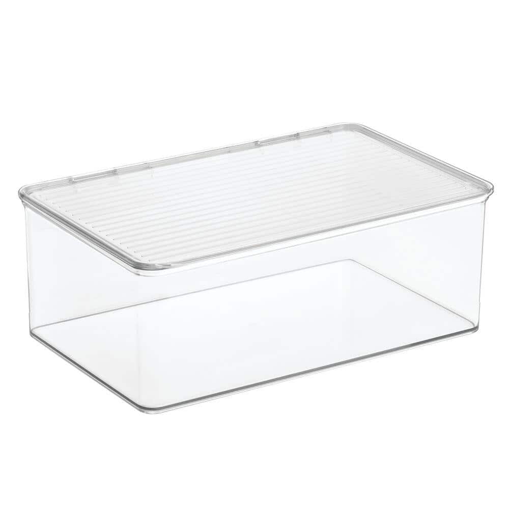 Clear Textured Plastic Lidded Storage Box, 4.5 Liters