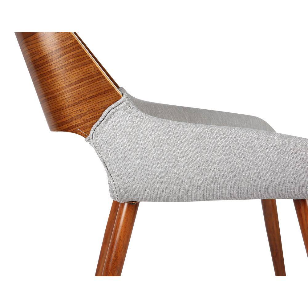 Mid-Century Modern Gray Faux Leather Side Chair with Walnut Accents