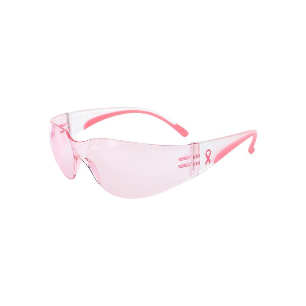 Eva Womens Clear/Pink Anti-Scratch Coating Petite Rimless Safety Glasses w