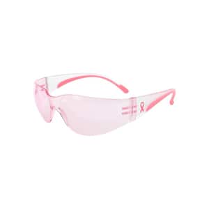 Eva Women's Clear/Pink Anti-Scratch Coating Petite Rimless Safety Glasses with Pink Tinted Lenses