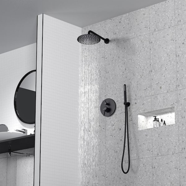 CASAINC 1-Spray Patterns Round 2-Functions 10 in. Wall Mount Dual 