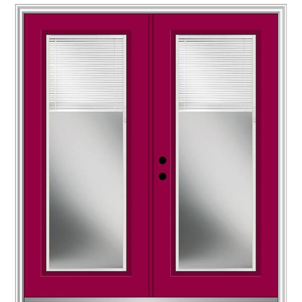 MMI Door 72 in. x 80 in. Internal Blinds Right-Hand Inswing Full Lite Clear Low-E Painted Fiberglass Smooth Prehung Front Door