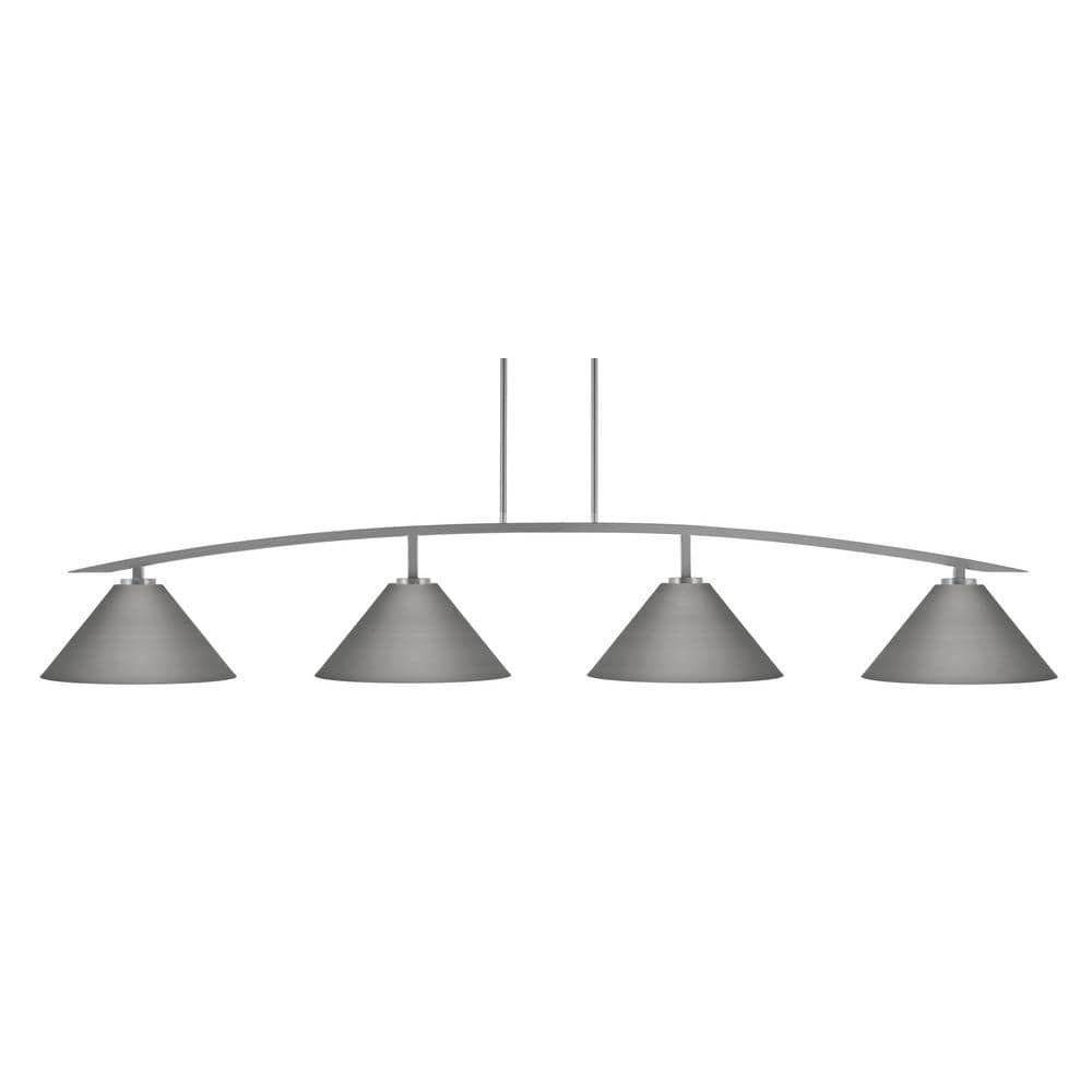 Siena 4-Light Graphite Billiard Light with 14  in. Graphite Cone Metal Shad