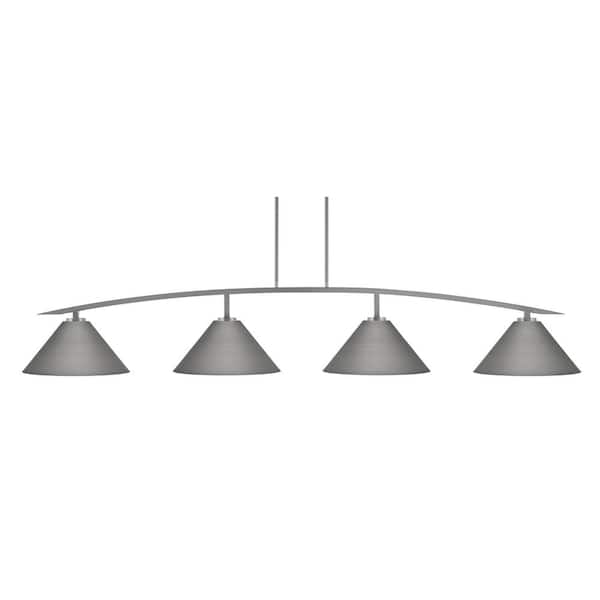 Siena 4-Light Graphite Billiard Light with 14  in. Graphite Cone Metal Shades no bulbs included