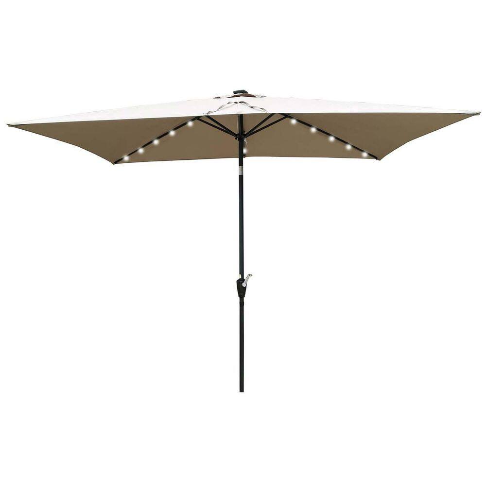 10 ft. x 6.5 ft. Market Rectangular Solar LED Lighted Outdoor Patio Umbrell