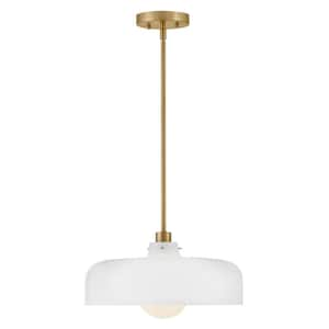 Maisie 1-Light Lacquered Brass Shaded Pendant Light With Shade