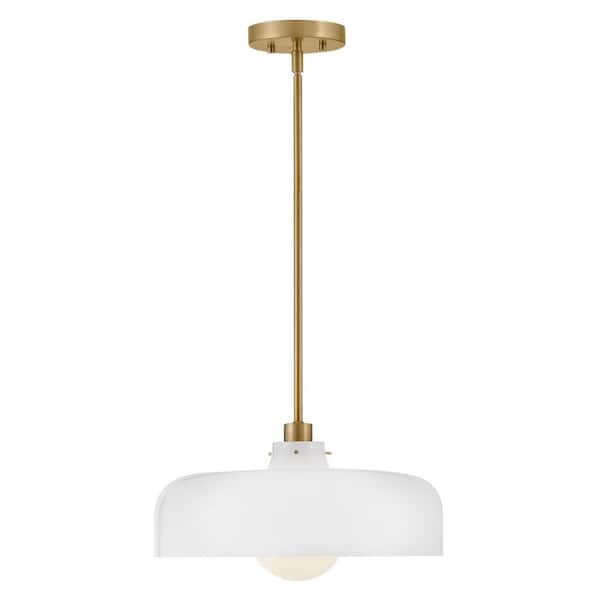 LARK Maisie 1-Light Lacquered Brass Shaded Pendant Light With Shade