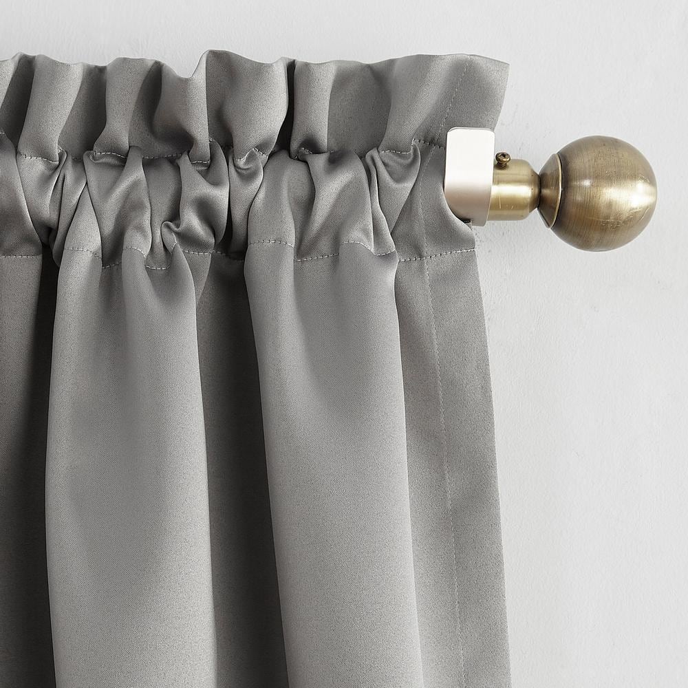 Gray Blackout Energy Saving Rod Pocket Curtain Panel, 40" x 63"