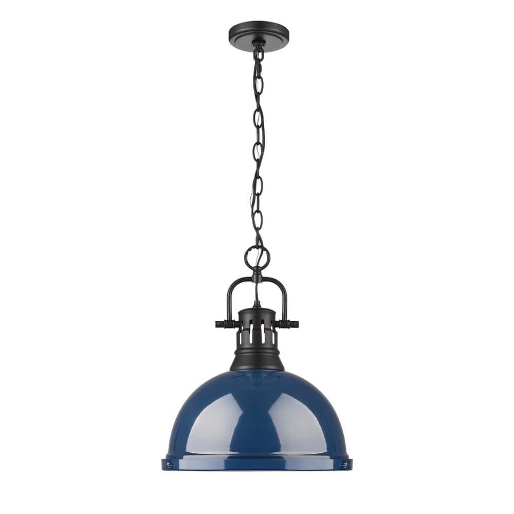Duncan 100-Watt 1-Light Matte Black Shaded Pendant Light with Blue Shade and No Bulbs Included price history on PriceWatchPro