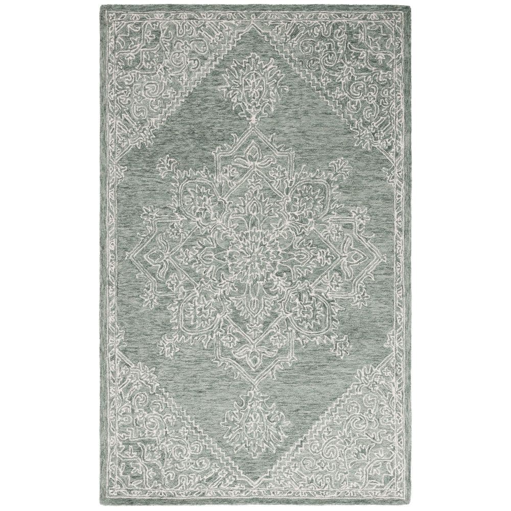 Metro Green/Ivory 5 ft. x 8 ft. Diamond Medallion Ornate Area Rug price history on PriceWatchPro
