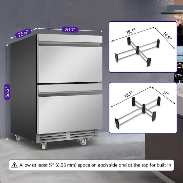 TITTLA 23.42 in. 240 Plus Cans Dual Zone Beverage