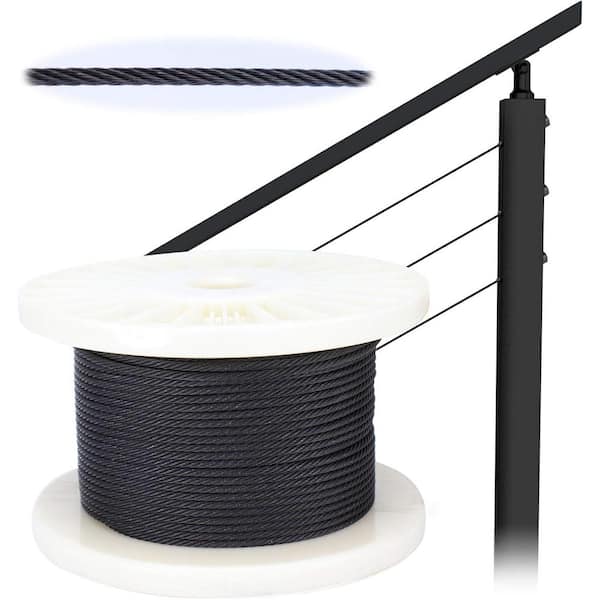 300 ft. 1/8 in. Black Stainless Steel Cable Wire Rope for Indoor/Outdoor Cable Railing Kit