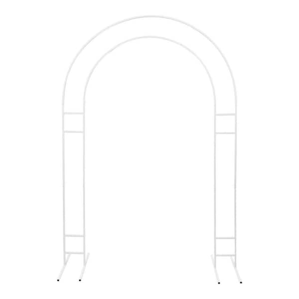 86.7 in. x 59.1 in. White Metal Double Tube Wedding Arch Backdrop Decoration Stand Arbor
