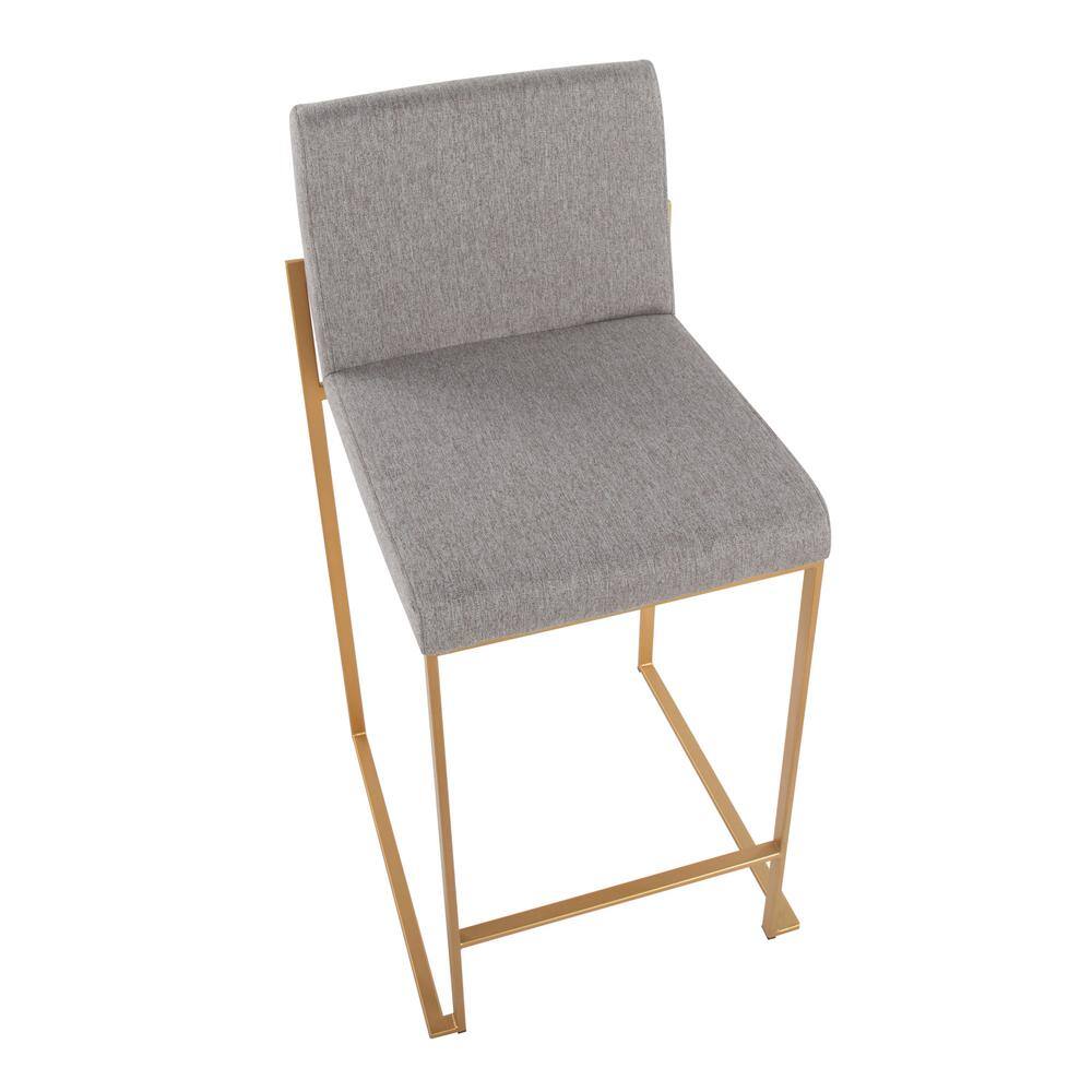 Adjustable Gold Steel and Grey Fabric Backless Stool