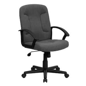 Garver Mid-Back Fabric Swivel Executive Chair in Gray with Arms