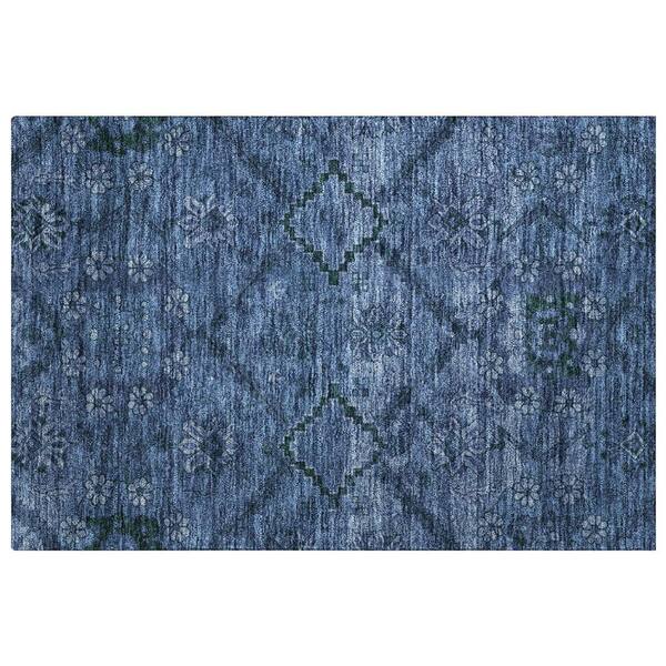 Dream Shag Premium Machine Washable Abstract ADS842 Navy 2 ft. x 3 ft. Accent Rug