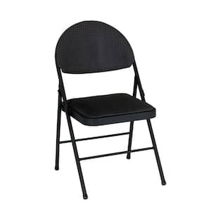 Oversized Black Metal Frame Padded Seat Folding Chair (Set of 4)