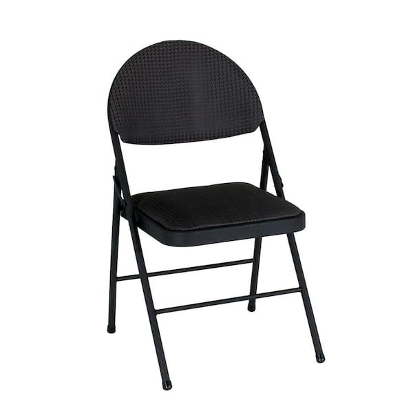Cosco Oversized Black Metal Frame Padded Seat Folding Chair (Set of 4)