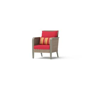 Grantina 3-Piece All-Weather Wicker Patio Club Chairs and Side Table Seating Set with Sunbrella Sunset Red Cushions
