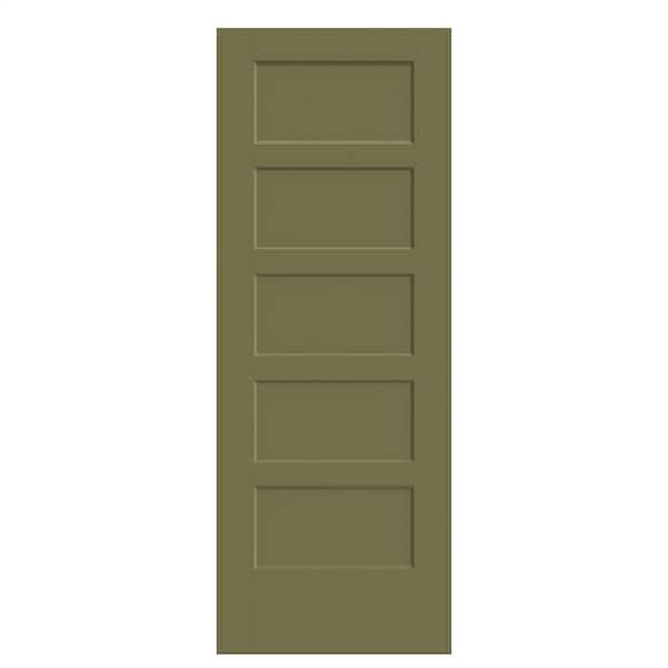 32 in. x 80 in. 5-Panel Bayshore Single Bore Hollow Core Truly Olive Molded Composite Interior Door Slab
