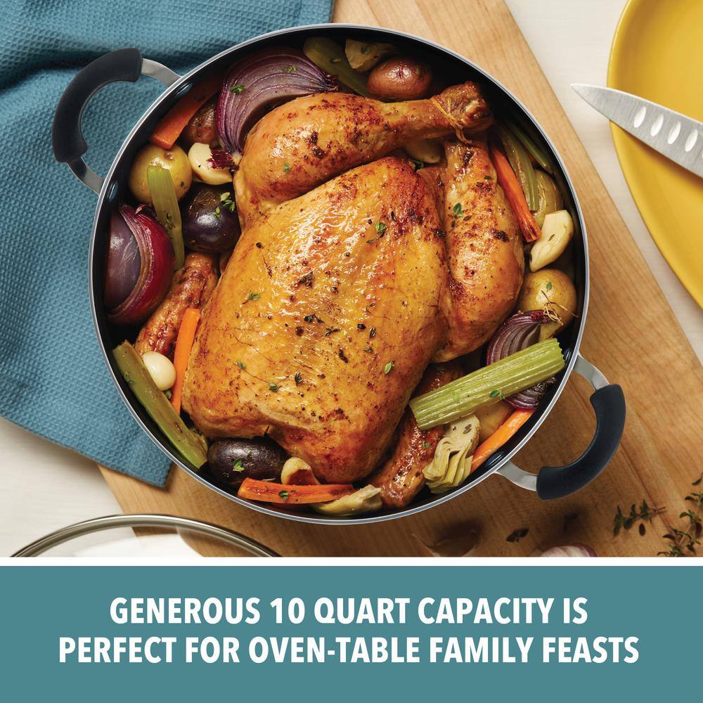 Farberware 10.5 Quart Black Aluminum Nonstick Stockpot with Glass Lid
