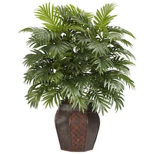 38 in. Artificial H Green Areca Palm with Vase Silk Plant