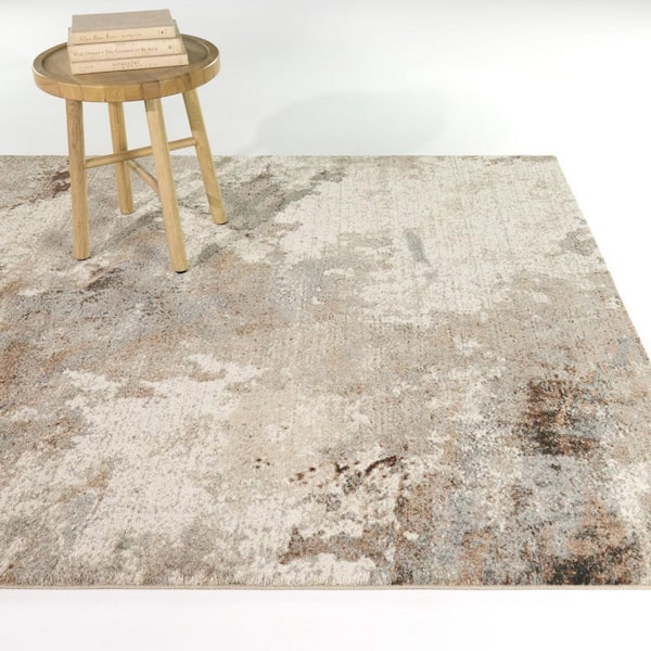 Ivor Beige 5 ft. 3 in. x 7 ft. Abstract Modern Area Rug