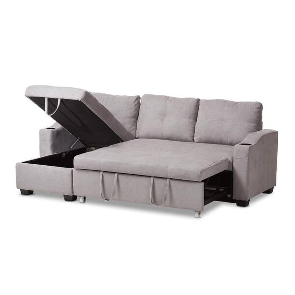 Baxton Studio Lianna 2 Piece Light Gray Fabric 4 Seater L Shaped