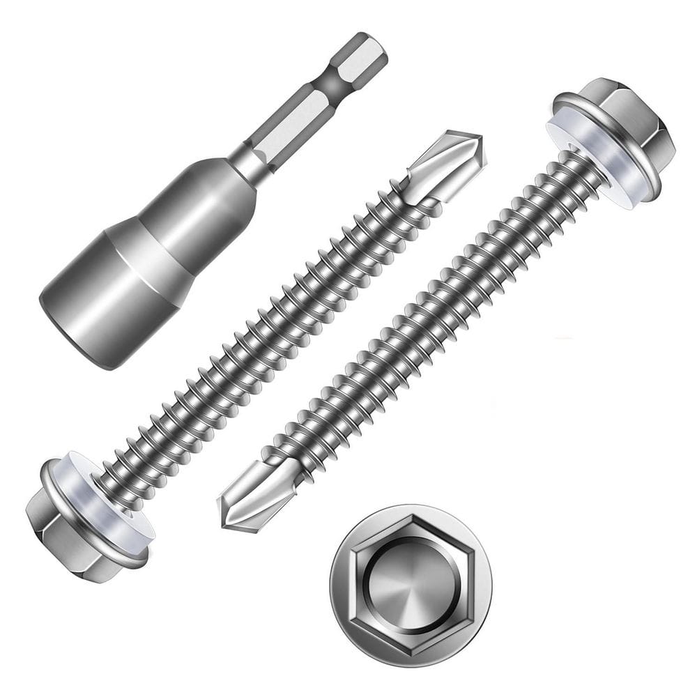 "#12 x 2 in. Silver Hex Button Head Self Drilling Sheet Metal Screw (50-Pack)" price history on PriceWatchPro