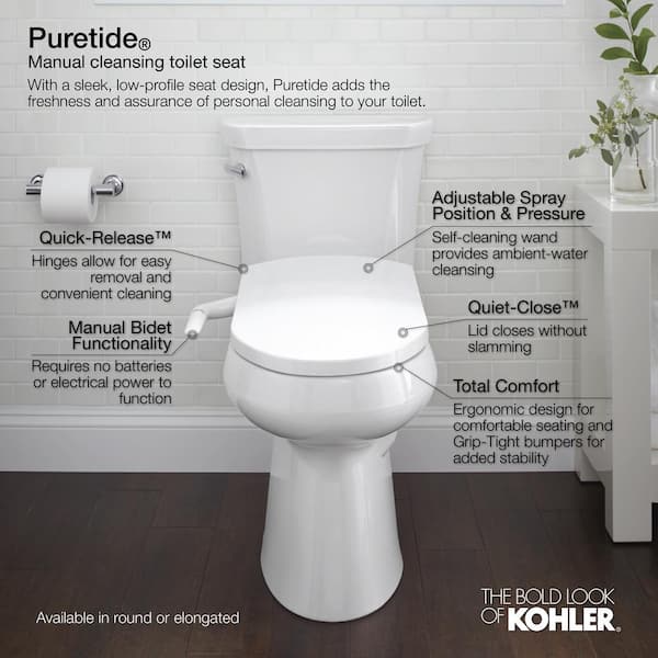 KOHLER Puretide Electric Bidet Seat for Elongated Toilets in White K-5724-0 - The Depot