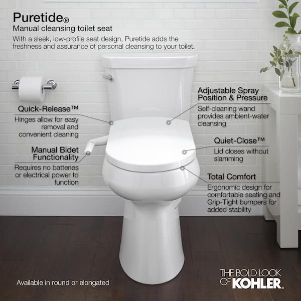 KOHLER Purewash M250 Non-Electric Bidet Seat for Elongated Toilets 