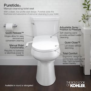 Purewash M250 Non-Electric Bidet Seat for Elongated Toilets in White