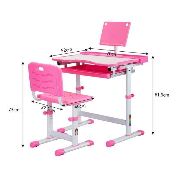 Durable Adjustable Kids Ergonomic Study Desk Chair Set Study Table Large Storage 