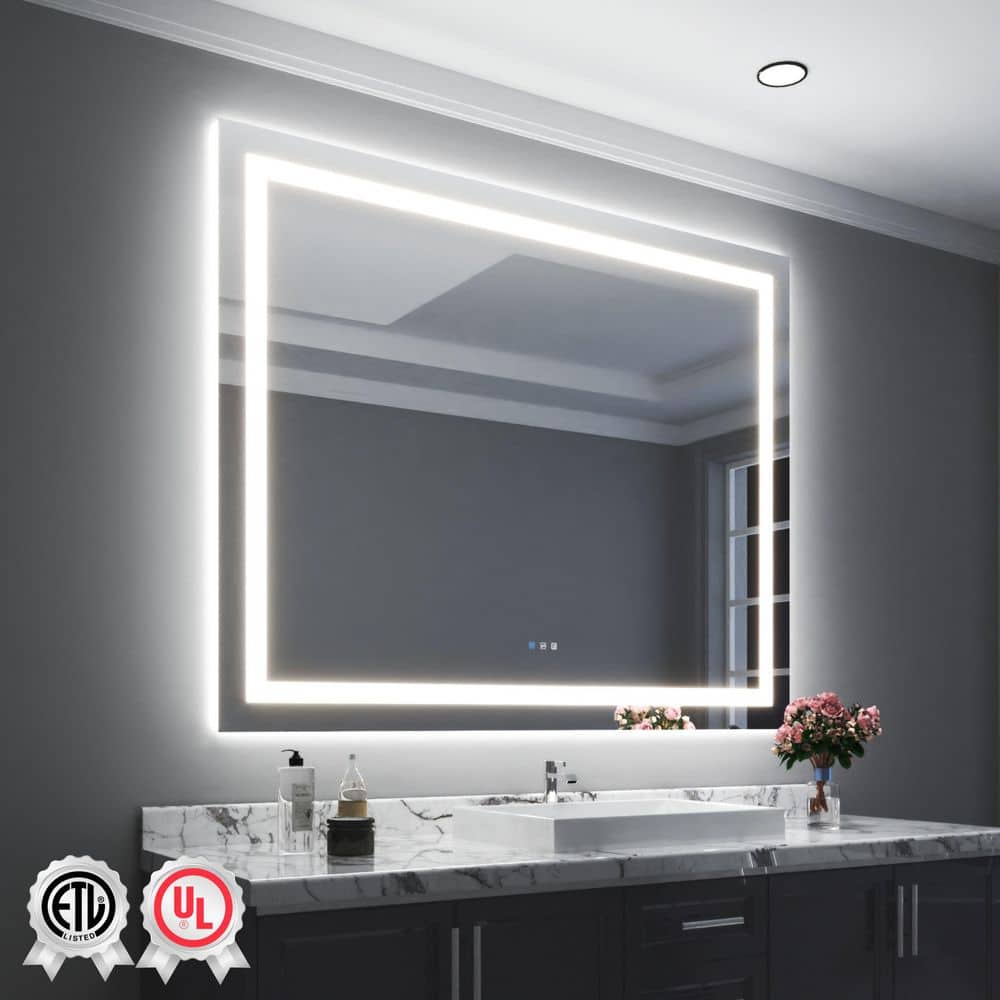 60 in. W x 48 in. H Rectangular Frameless Wall Bathroom Vanity