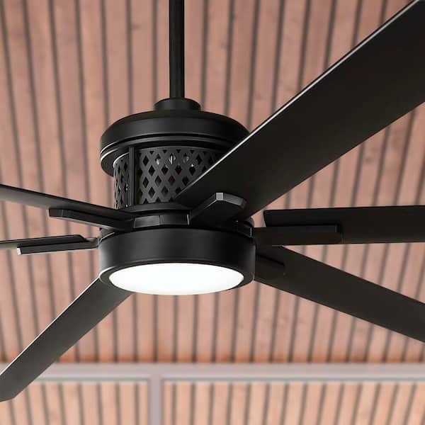 Royalty II 120 in. Indoor/Outdoor Matte Black DC Motor Ceiling Fan with Adjustable White LED with Remote Included