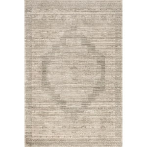 Lotus Vintage Machine Washable Beige 2 ft. x 8 ft. Indoor/Outdoor Runner Rug